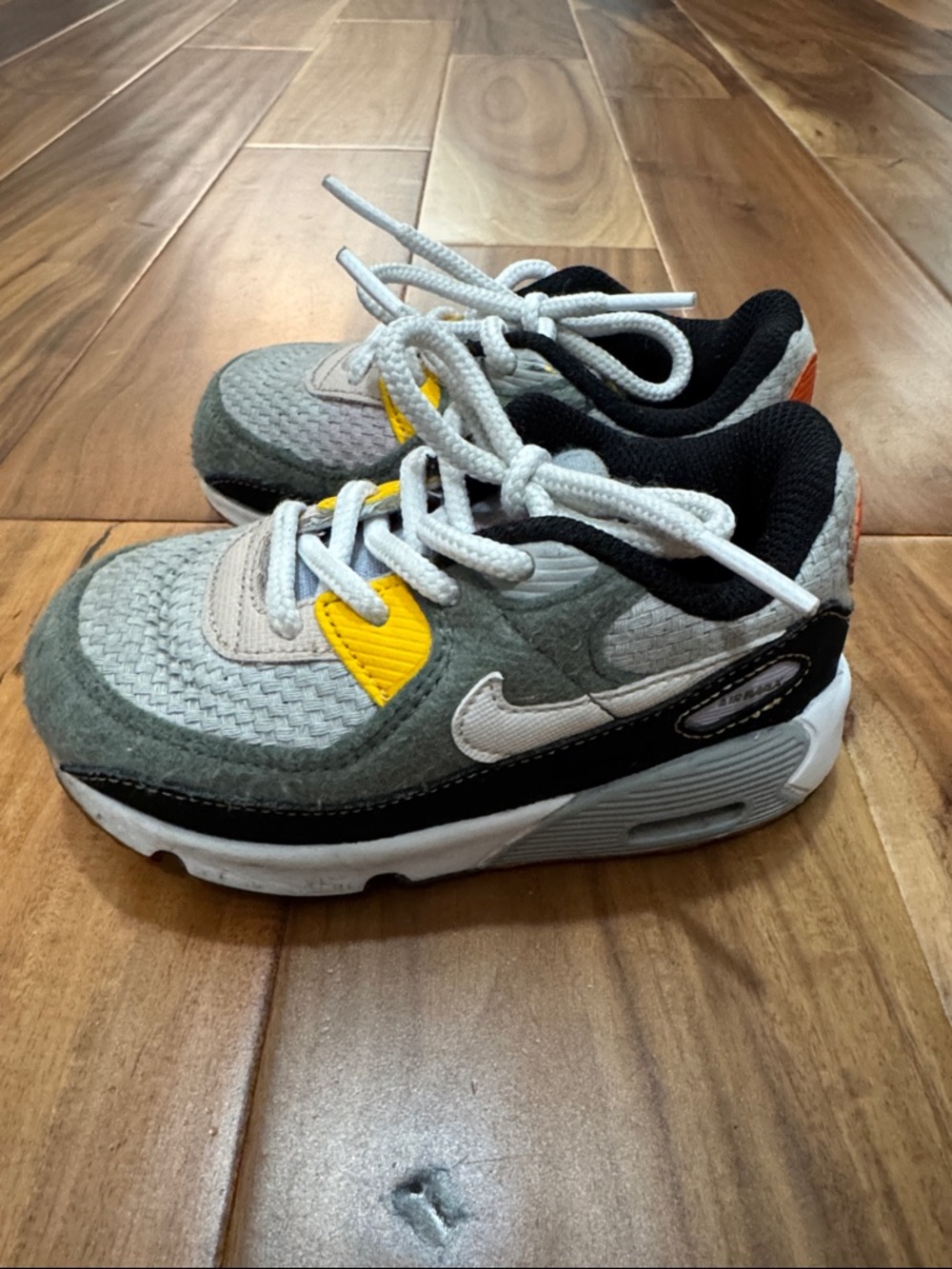 Toddler Nike Air Max Gray and Yellow Sneakers
